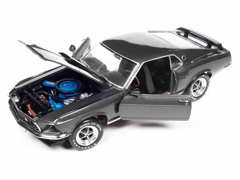 1/18 Auto World 1969 Ford Mustang (Dark Grey Metallic with Black Stripes) "John Wick" (2014) Movie Diecast Car Model Coin Hub