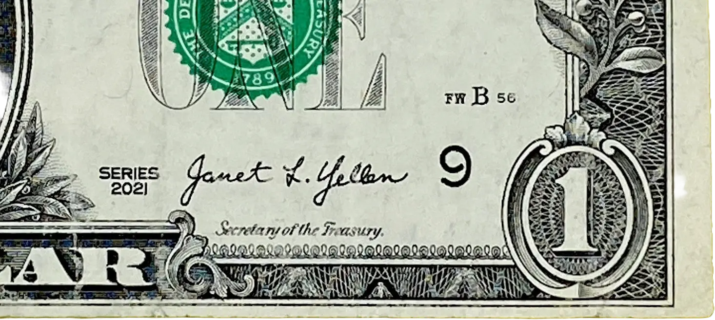 $1 Bill 2021 ERROR Star Note Misaligned Print Cut Both Sides Fancy Serial Number Coin Hub