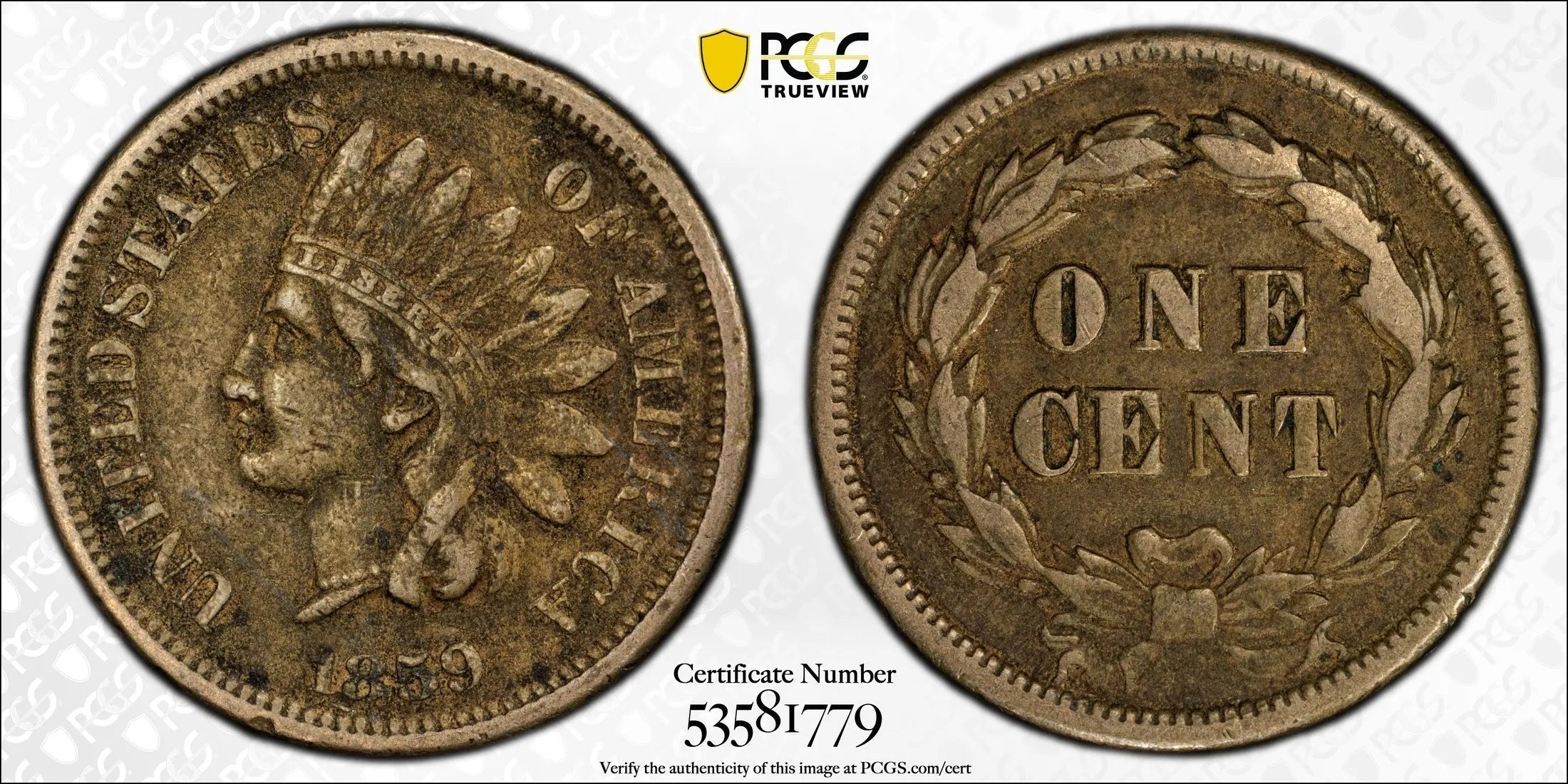 1859 Indian Head Cent – PCGS VF25 – First Year of Issue One-Year Type Coin Heritage Pastime