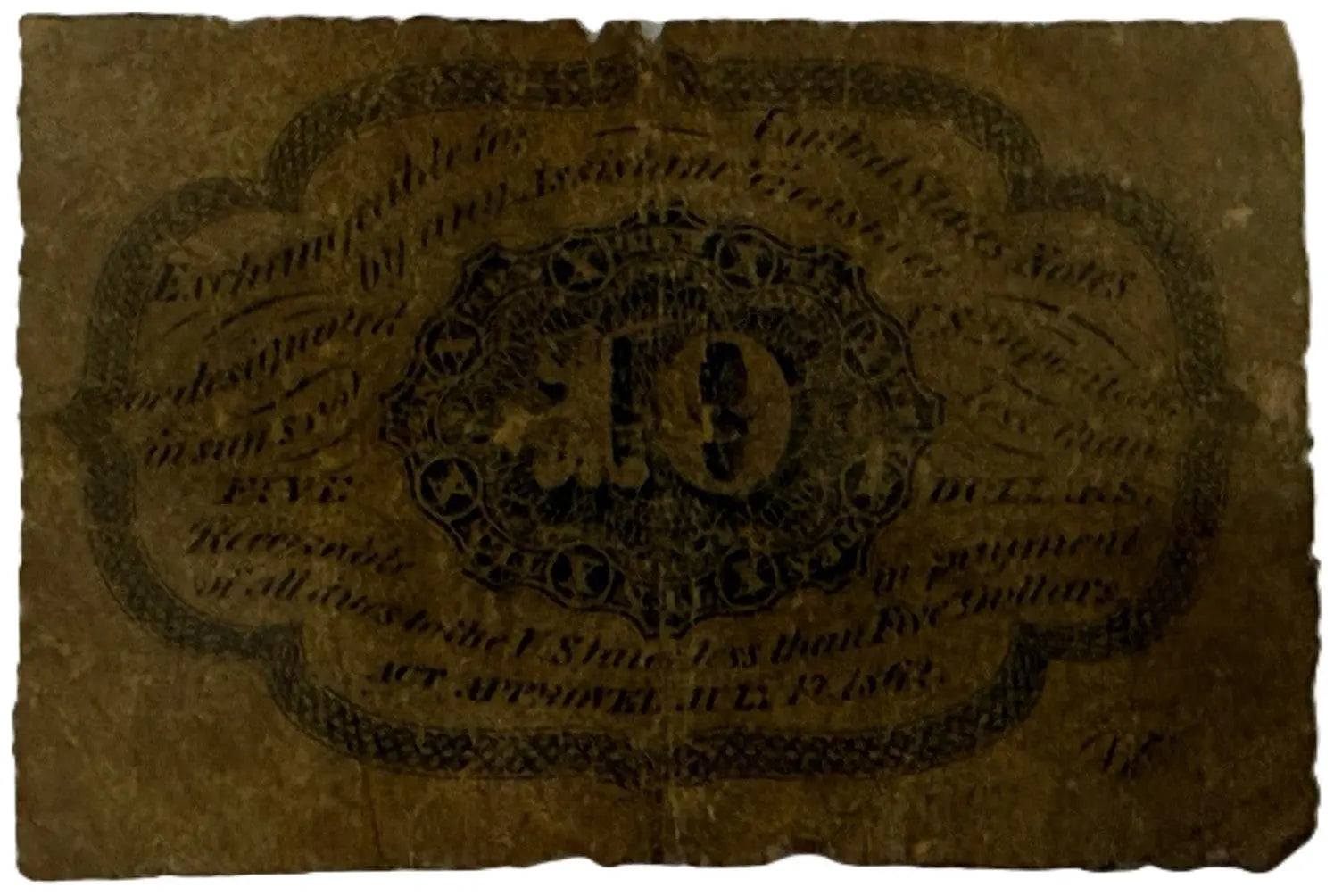 1862 United States 10¢ Fractional Currency – First Issue “Postage Currency” | George Washington Heritage Pastime