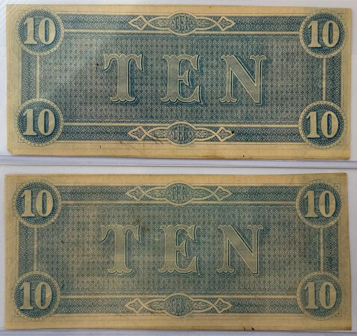 1864 Confederate States of America $10 Notes – Consecutive Serial Numbers | Civil War Currency Set Of 2 Heritage Pastime