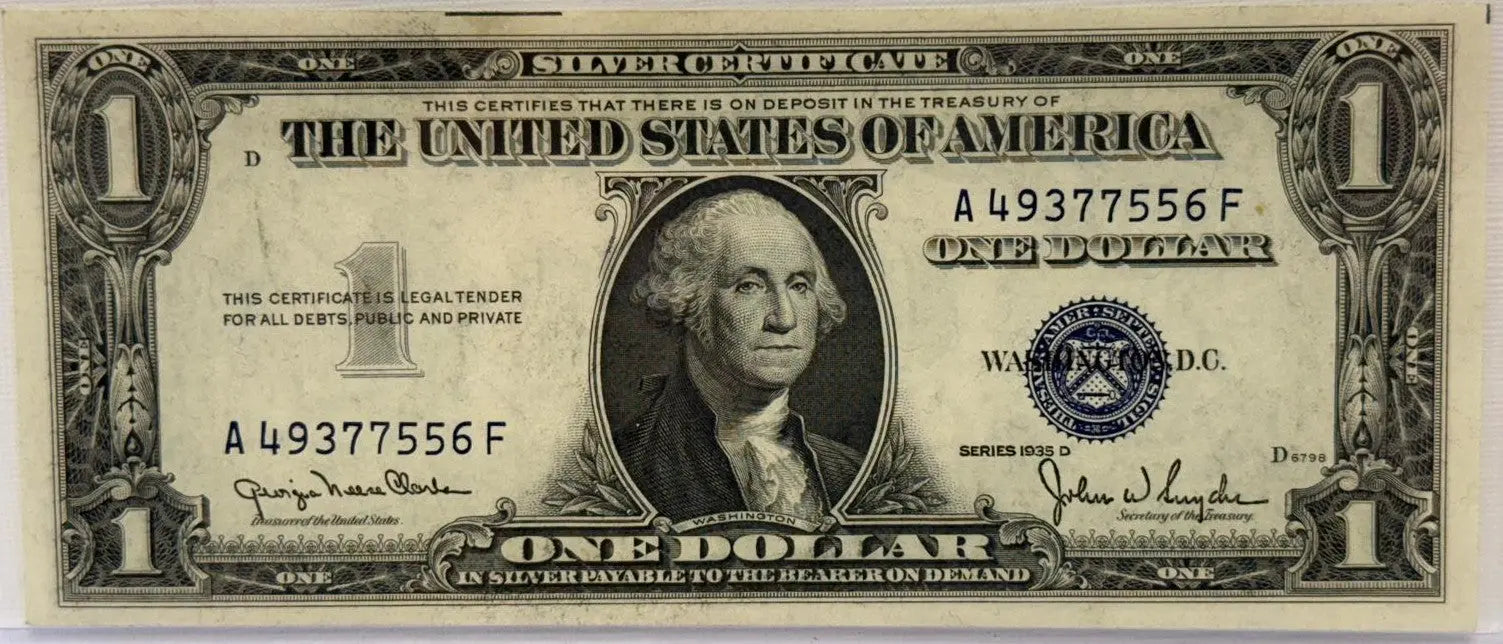 1935 D Fr. 1613W Wide $1 Silver Certificate – About Uncirculated, Rare Collectible Coin Hub