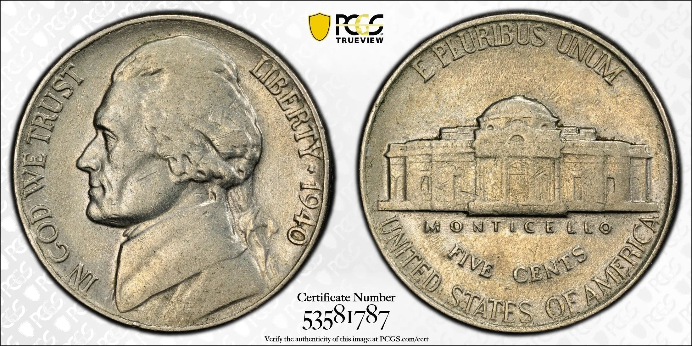 1940 Jefferson Nickel – PCGS XF40 – Early Series Pre-War Issue Heritage Pastime