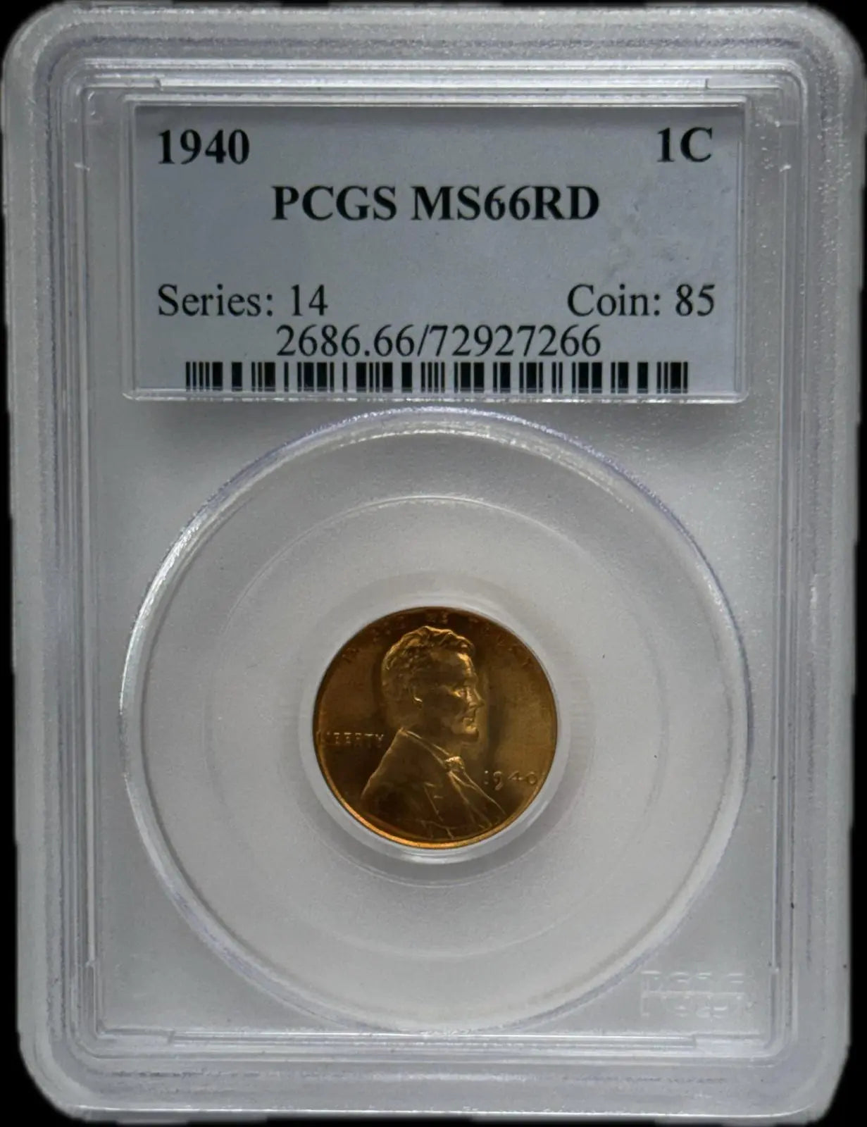 1940 Lincoln Cent, MS66RD – Series 14, Coin 85 Outstanding Coin Coin Hub
