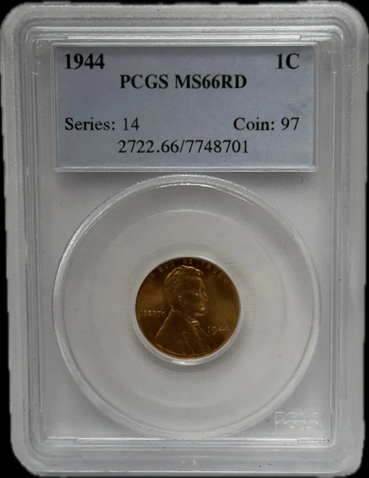 1944 Lincoln Cent, MS66RD – Series 14, Coin 97 Outstanding Cent Heritage Pastime