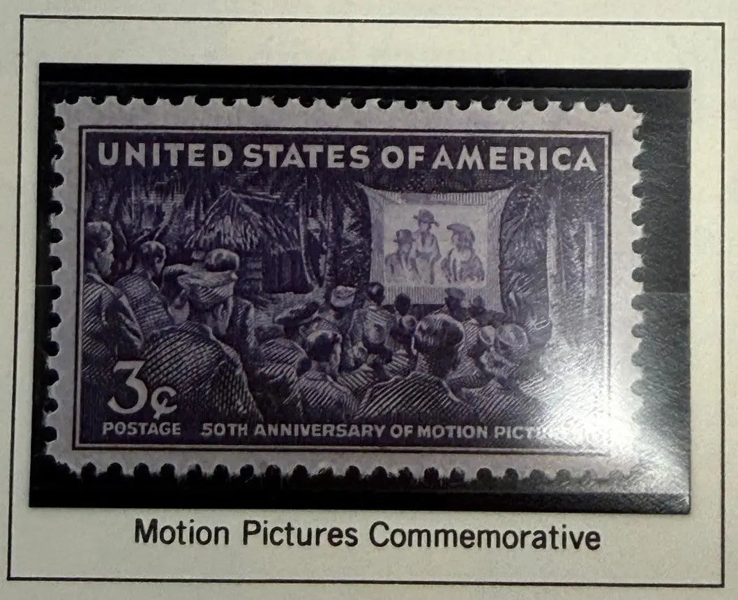 1944 U.S. 3¢ Motion Picture Industry Commemorative Stamp – 50th Anniversary of American Film | Historic Hollywood Collectible Heritage Pastime