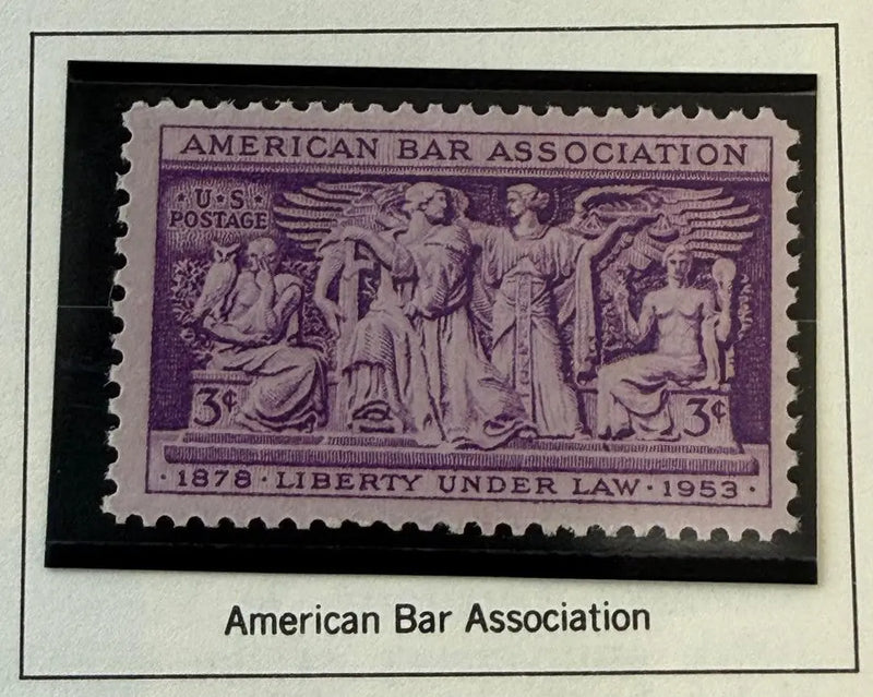 1953 U.S. 3¢ American Bar Association 75th Anniversary Stamp – Historic Legal Commemorative Heritage Pastime