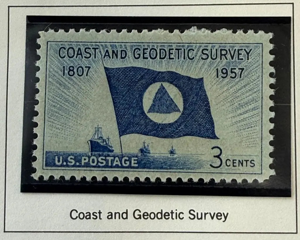 1957 U.S. 3¢ Coast and Geodetic Survey 150th Anniversary Stamp – Historic Maritime Science Commemorative Heritage Pastime
