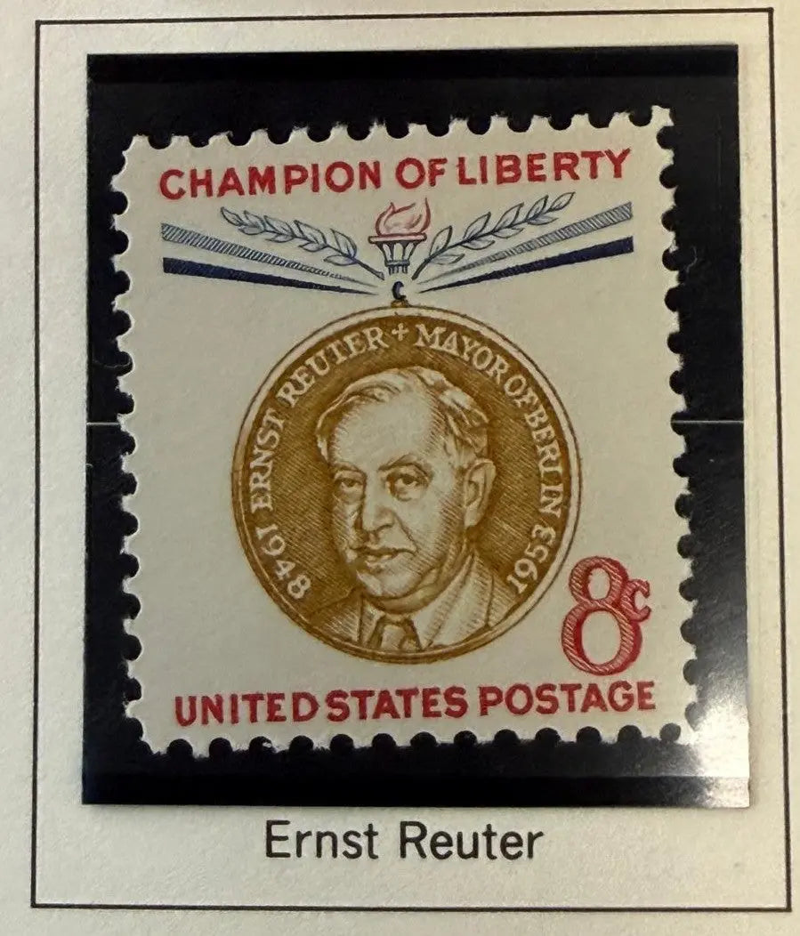 1959 U.S. 4¢ Ernst Reuter “Champions of Liberty” Stamp – West Berlin Mayor Cold War Commemorative Heritage Pastime