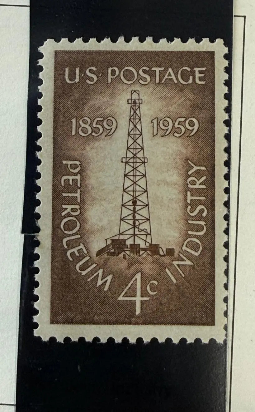1959 U.S. 4¢ Petroleum Industry Centennial Stamp – Historic American Energy Commemorative Heritage Pastime