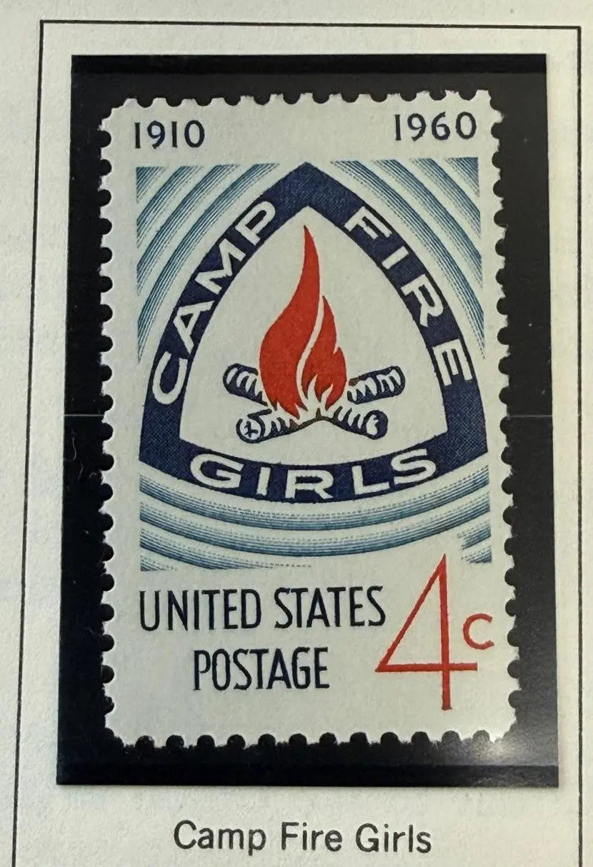 1960 U.S. 4¢ Camp Fire Girls 50th Anniversary Stamp – Youth Organization Commemorative Heritage Pastime