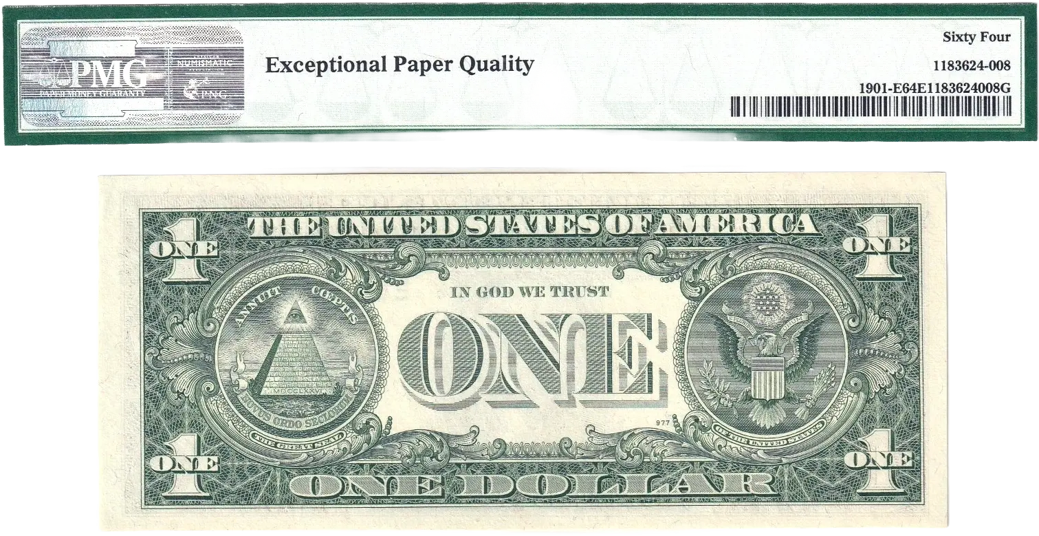 1963-A $1 FRN PMG Choice Unc 64EPQ Fancy TRUE 0/1 BINARY Serial #E00001110F Coin Hub