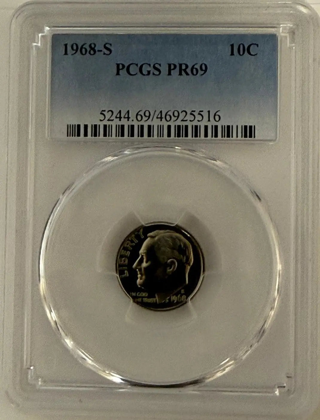 1968-S Roosevelt Dime PCGS PR69 – Near-Perfect Early Proof Coin Heritage Pastime