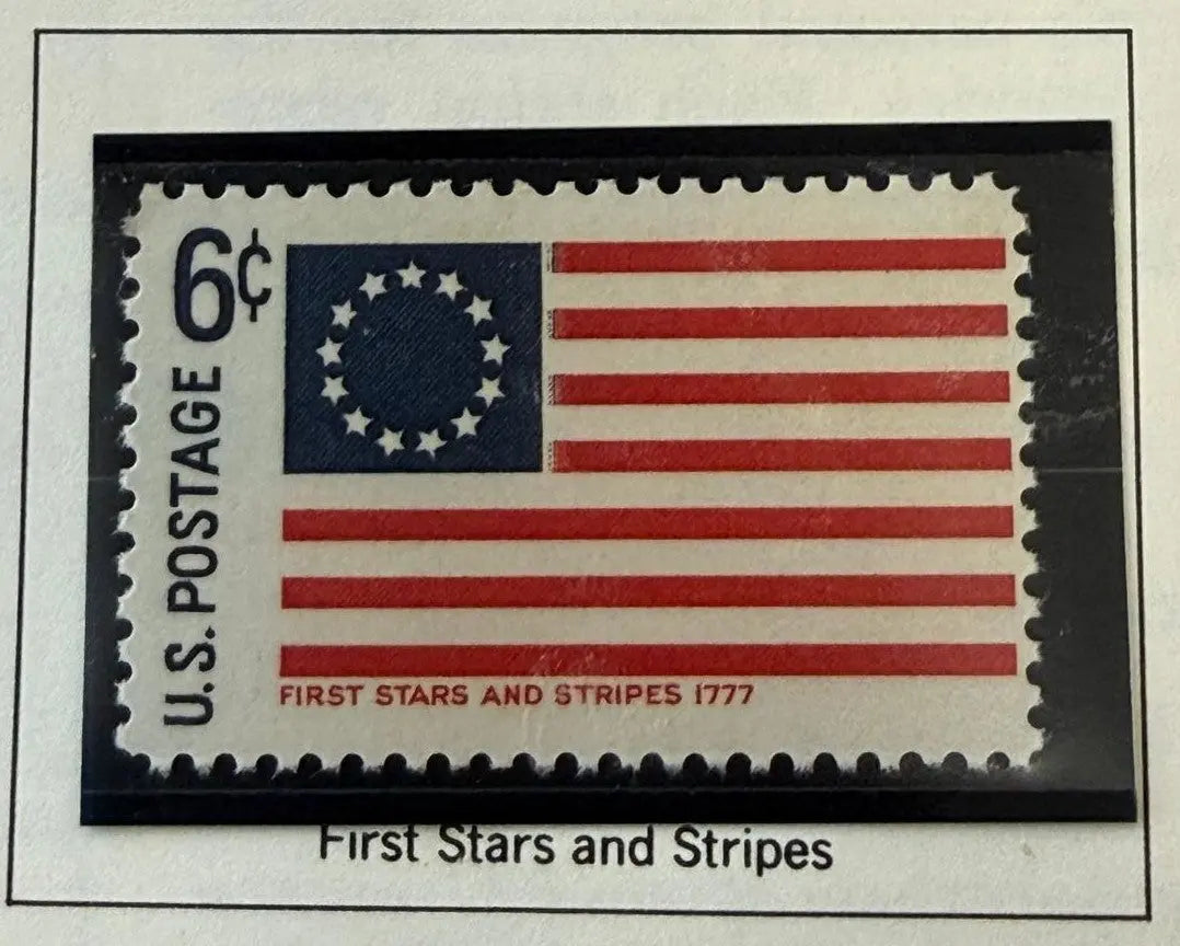 1968 United States 6¢ “First Stars and Stripes” Flag Commemorative Stamp – Scott #1350 | Historic American Flags Series Heritage Pastime