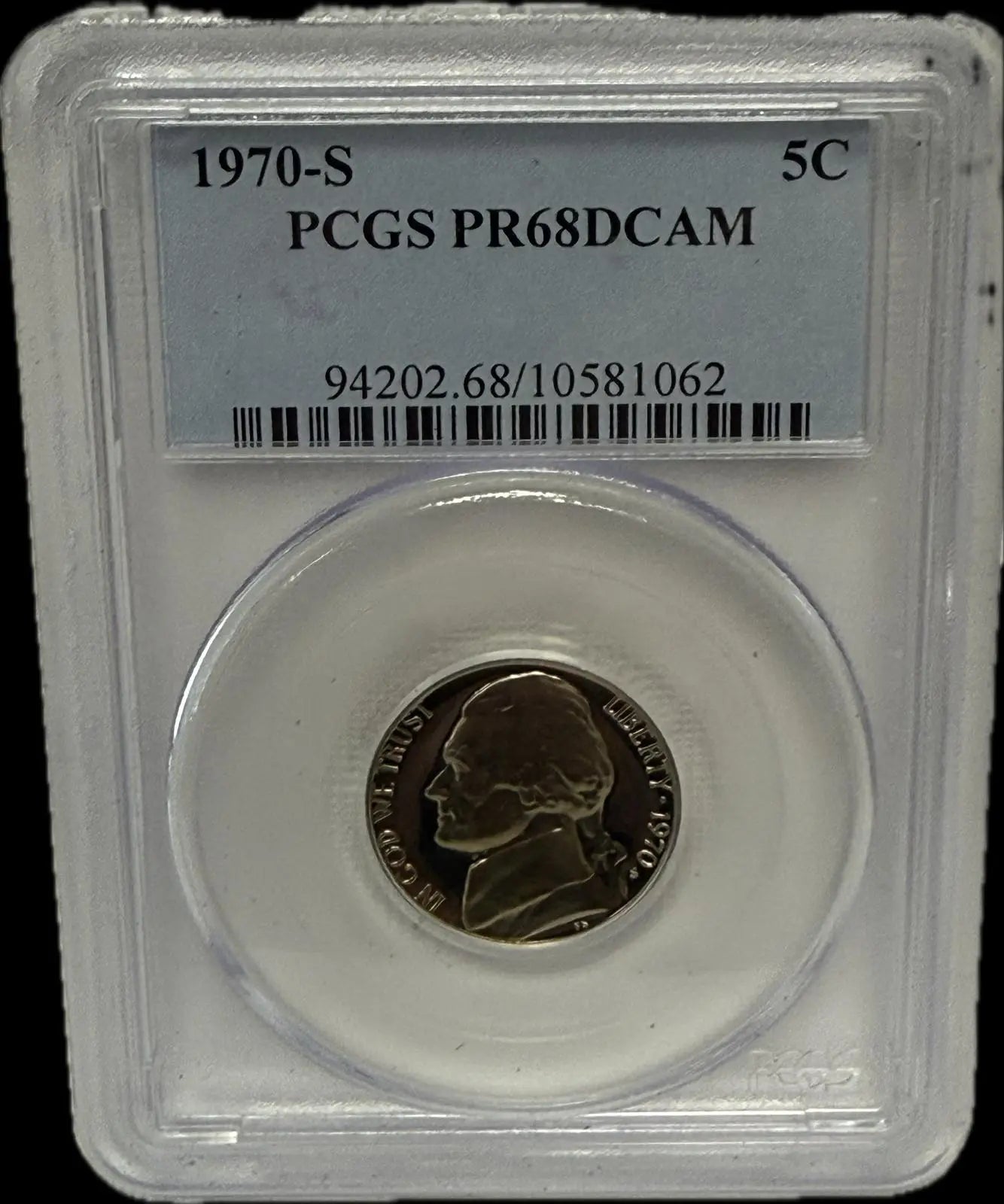 1970-S Jefferson Nickel 5¢ PCGS PR68 DCAM – Deep Cameo Proof Gem – San Francisco Mint Heritage Pastime