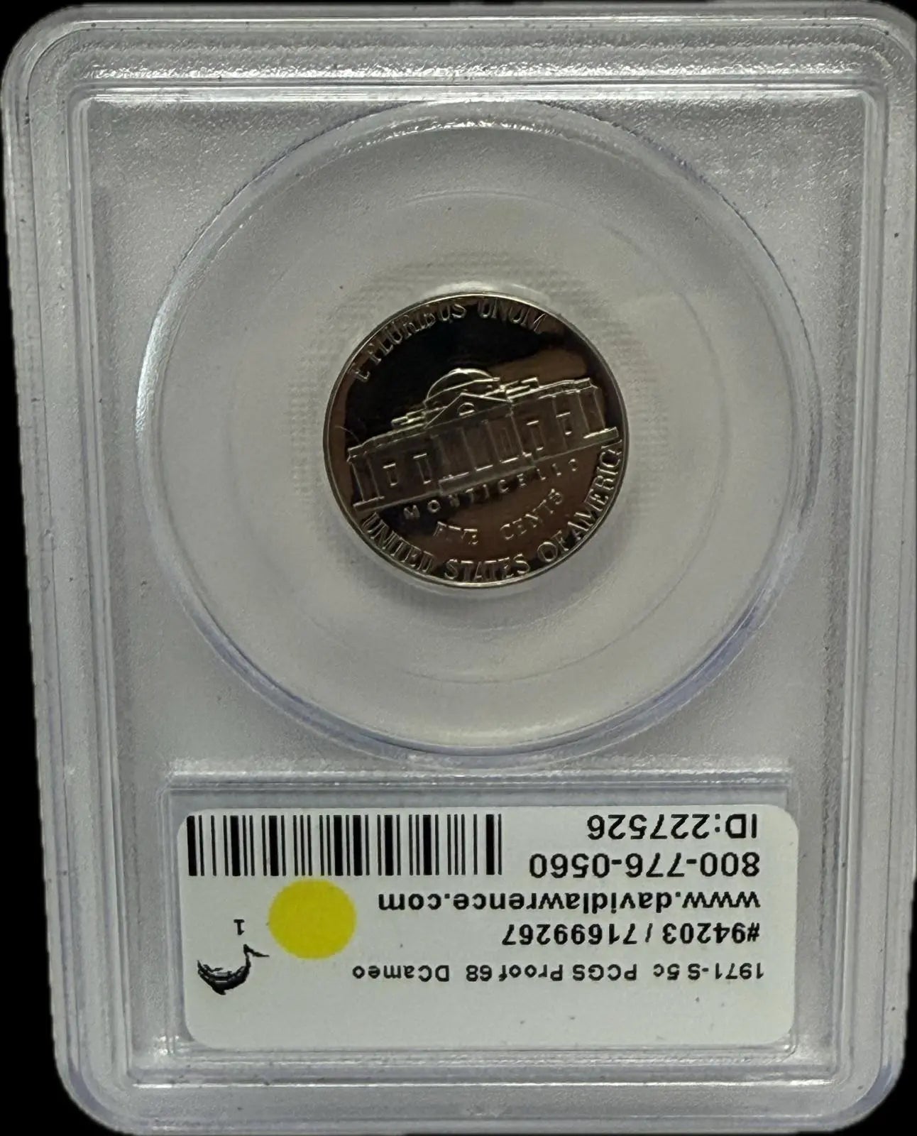 1971-S Jefferson Nickel 5¢ PCGS PR68 DCAM – Deep Cameo Proof Gem – San Francisco Mint Series 20PR Heritage Pastime