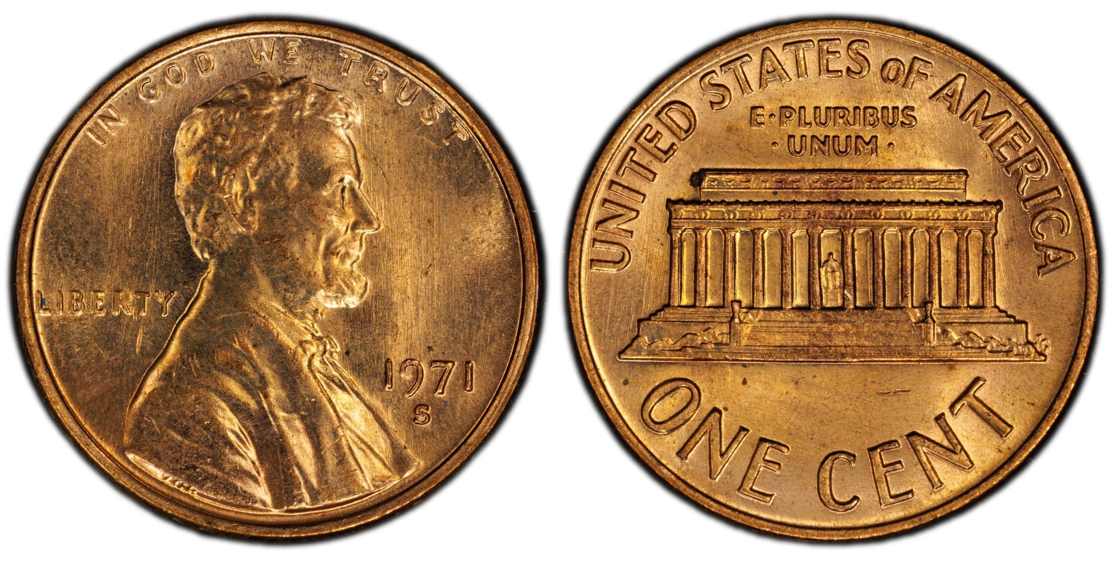 1971-S Lincoln Memorial Cent – PCGS MS64RD | San Francisco Mint | Brilliant Red Gem Copper Coin Heritage Pastime