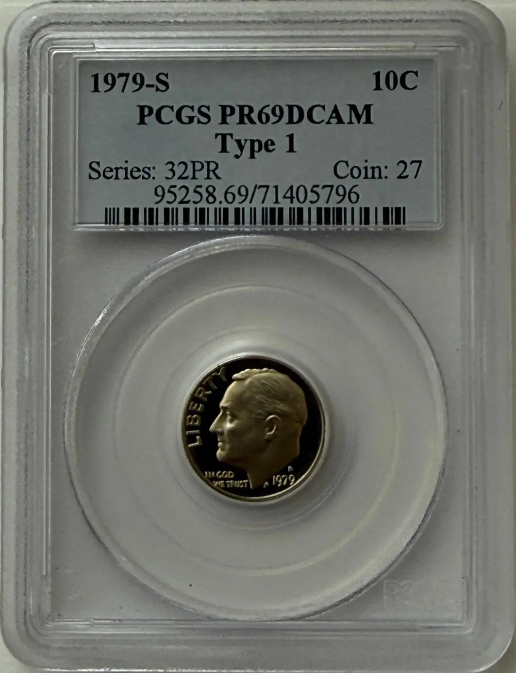 1979-S Roosevelt Dime PCGS PR69DCAM Type 1 – Deep Cameo Proof | Series 32PR Coin #27 Heritage Pastime