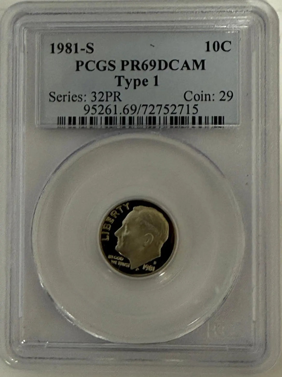 1981-S Roosevelt Dime PCGS PR69DCAM Type 1 – Deep Cameo Proof | Series 32PR Coin #29 Heritage Pastime