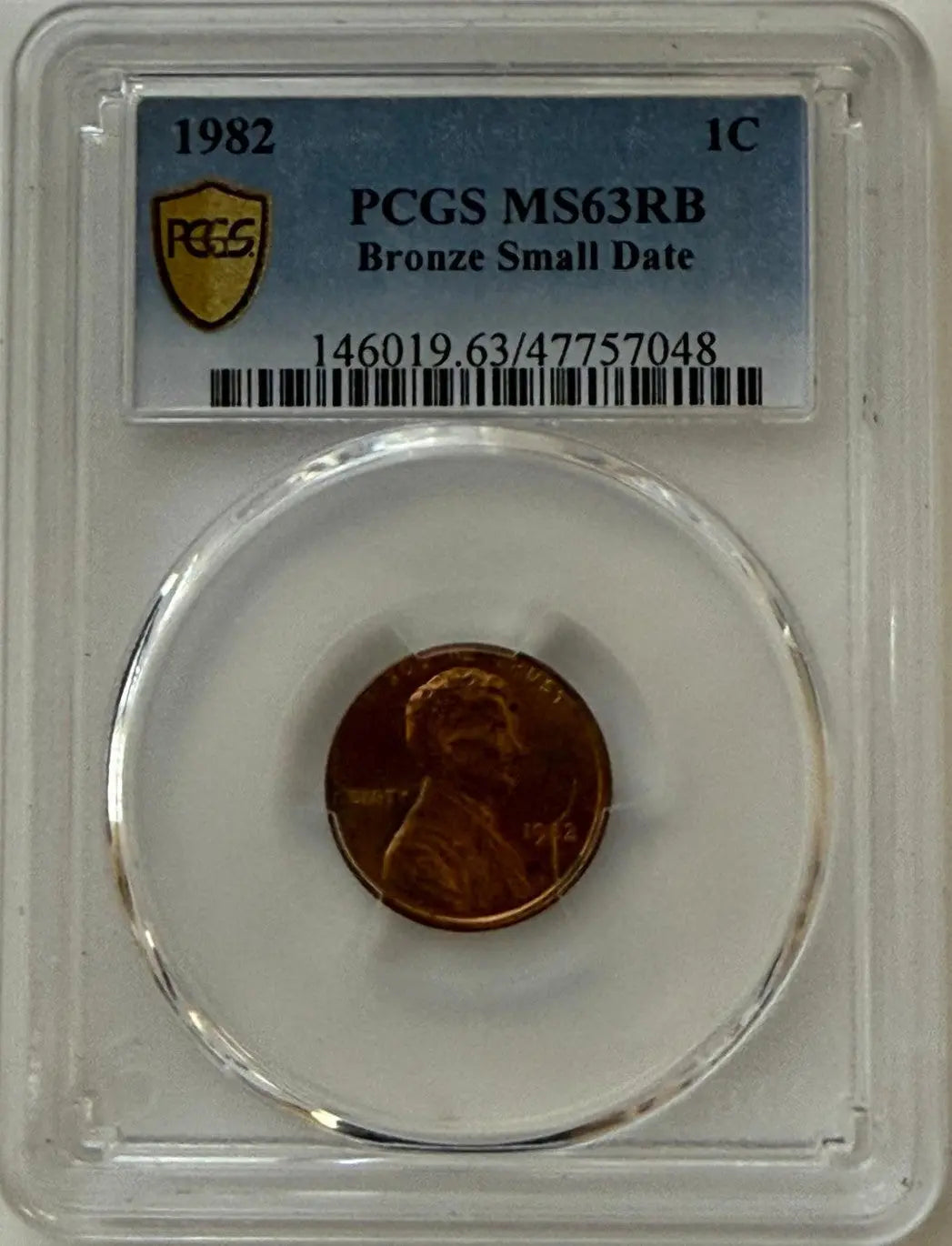 1982 Lincoln Cent PCGS MS63RB – Bronze Small Date Variety Heritage Pastime