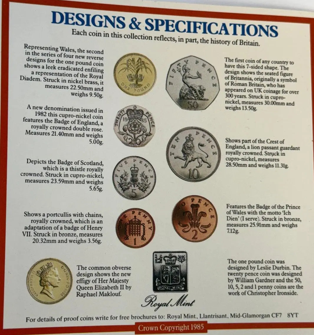 1985 United Kingdom Brilliant Uncirculated Coin Collection – Royal Mint Original Set Coin Hub