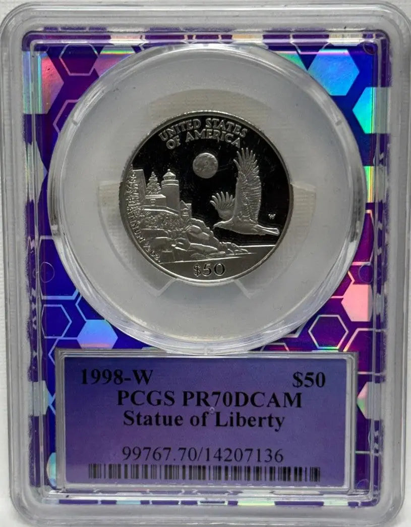 1998-W $50 PCGS PR70 DCAM Statue of Liberty Platinum Eagle – Perfect, Rare Proof with Deep Cameo Finish Coin Hub