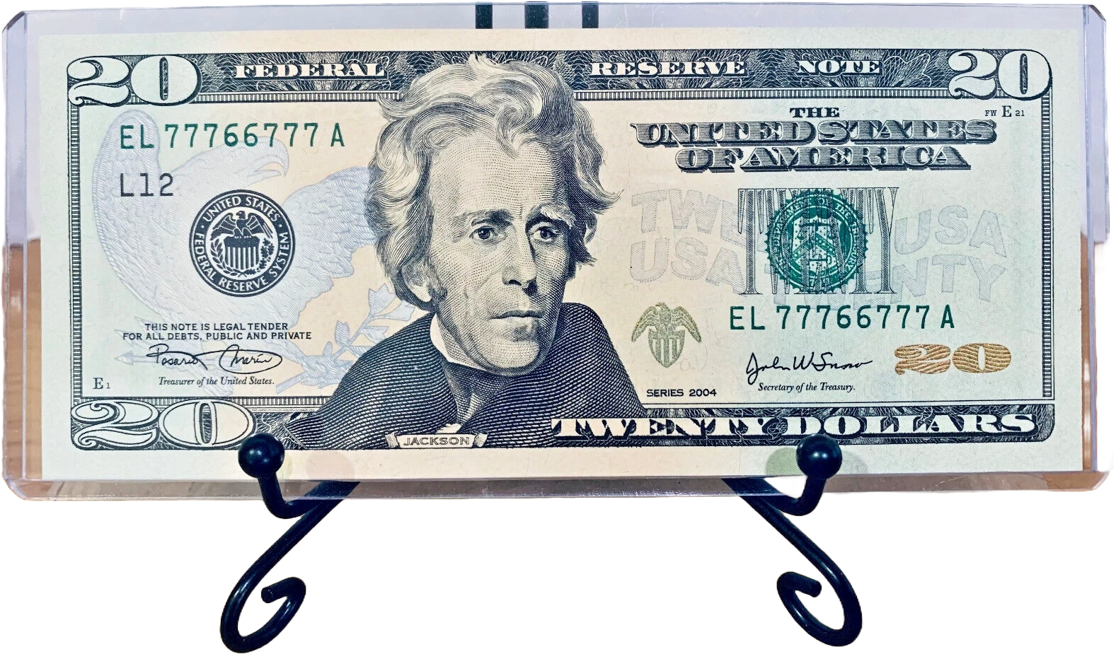 2004 $20 FRN Uncirculated Fancy 6/7 BINARY RADAR TRINARY BOOKEND #EL77766777A