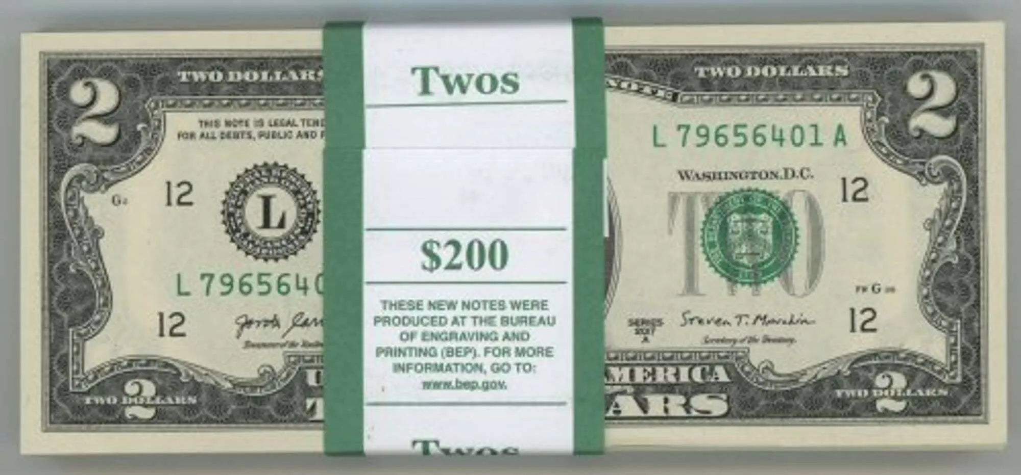 $200 Pack of 2017-A Series $2 Bills in Sequence (L) Superb Gem CU Coin Hub