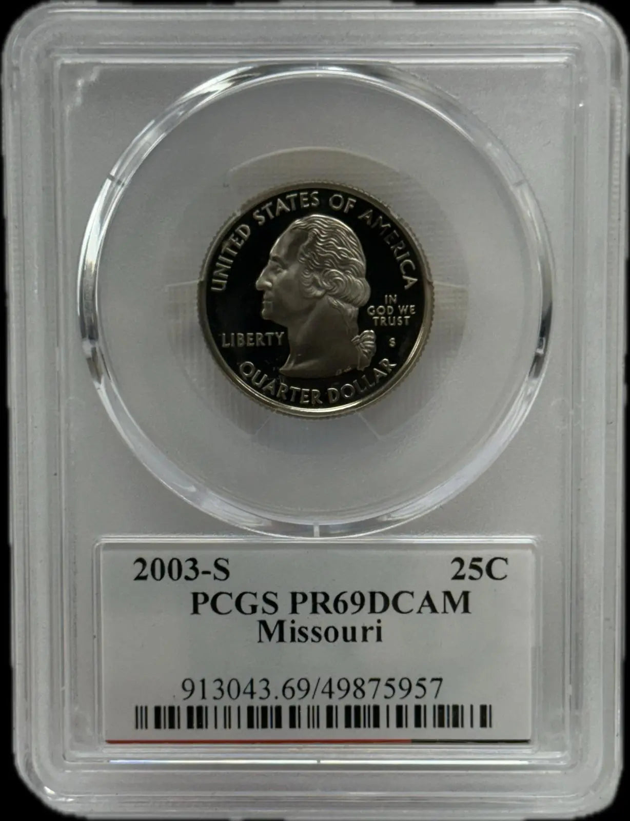 2003-S 25C PCGS PR69 DCAM Missouri – Rare, Near-Perfect Proof Coin Heritage Pastime