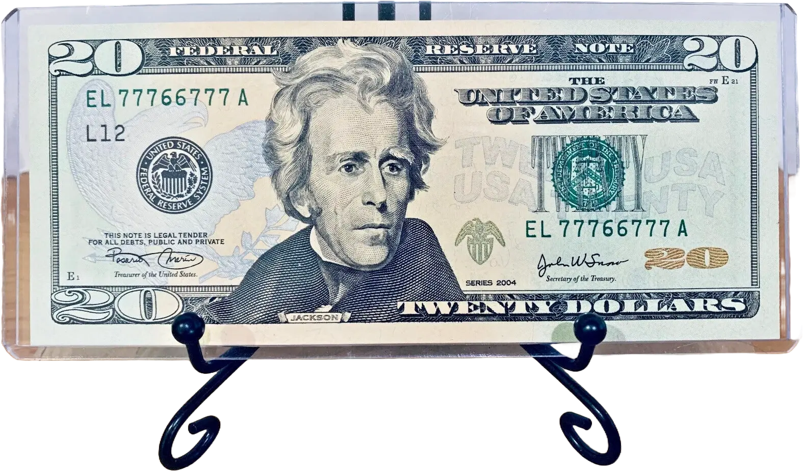 2004 $20 FRN Uncirculated Fancy 6/7 BINARY RADAR TRINARY BOOKEND #EL77766777A Coin Hub