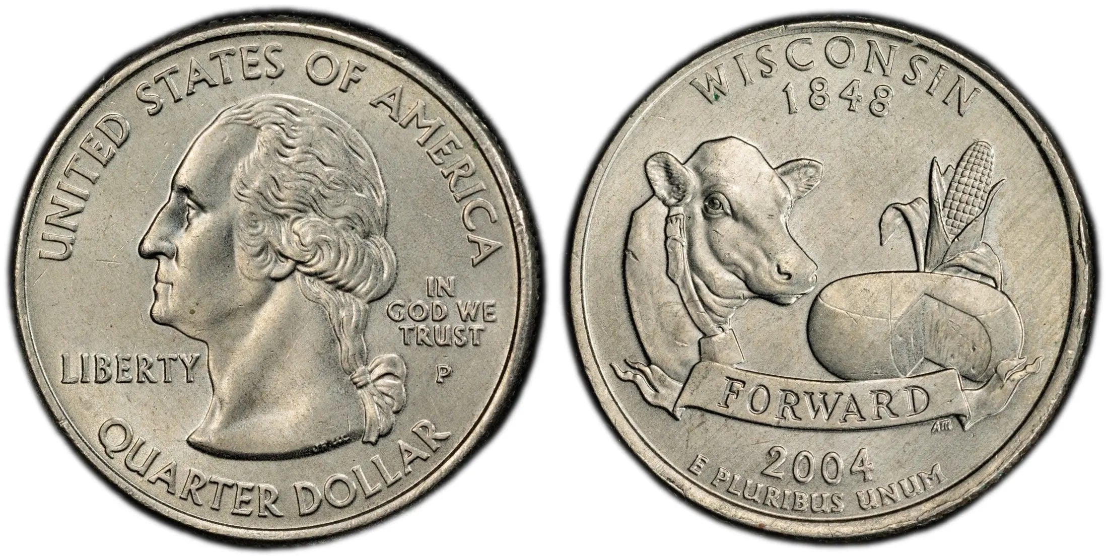 2004-P Wisconsin State Quarter – PCGS MS64 | Extra Leaf Variety Potential Issue Heritage Pastime