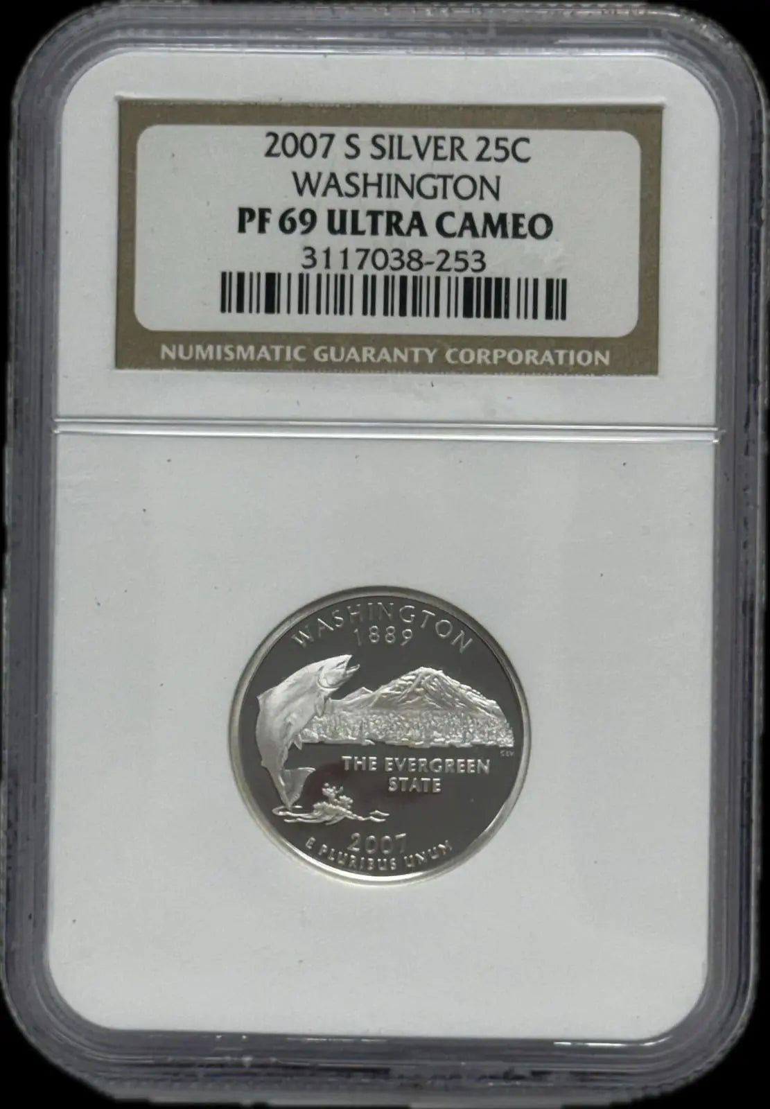 2007-S Silver 25C Washington PF69 Ultra Cameo – Near-Perfect Proof Coin Heritage Pastime