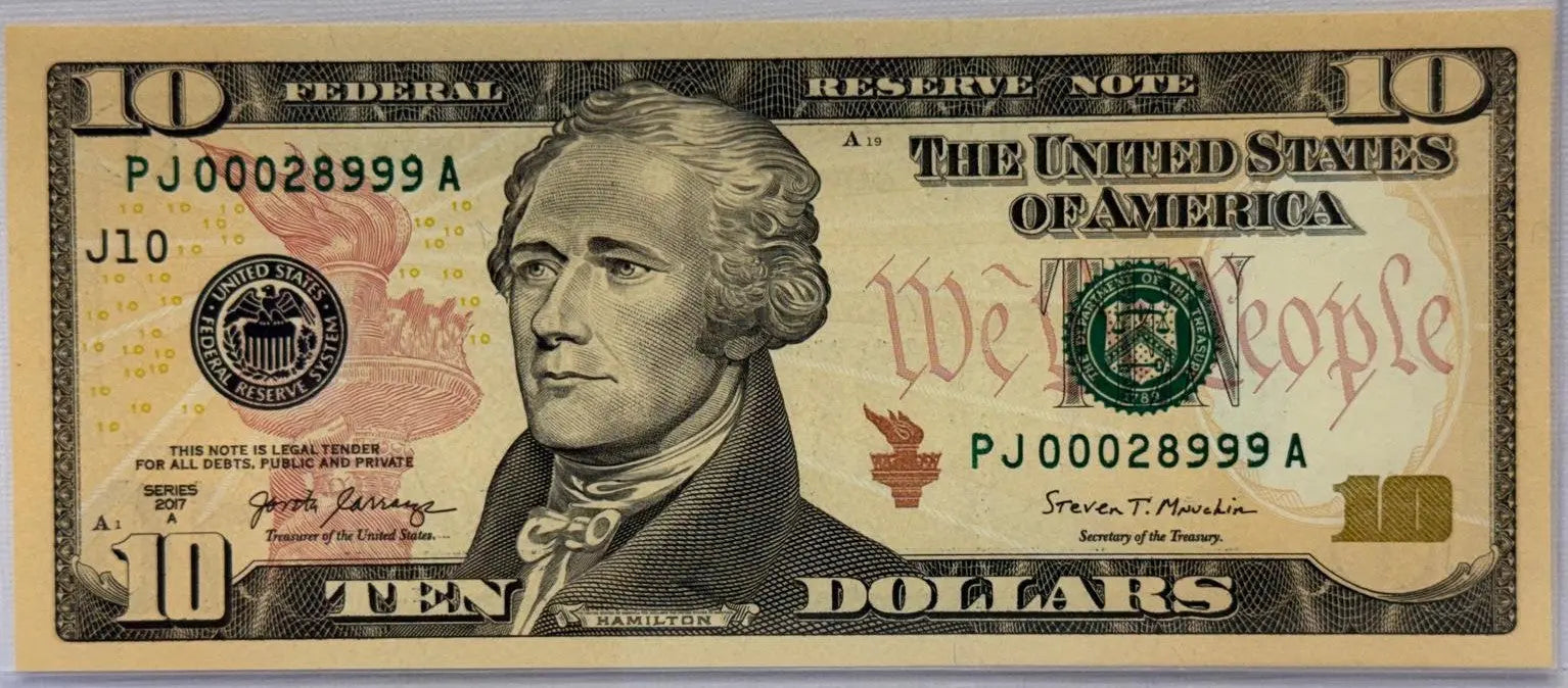 2017 A $10 LOW Serial #PJ 0002899 A Coin Hub