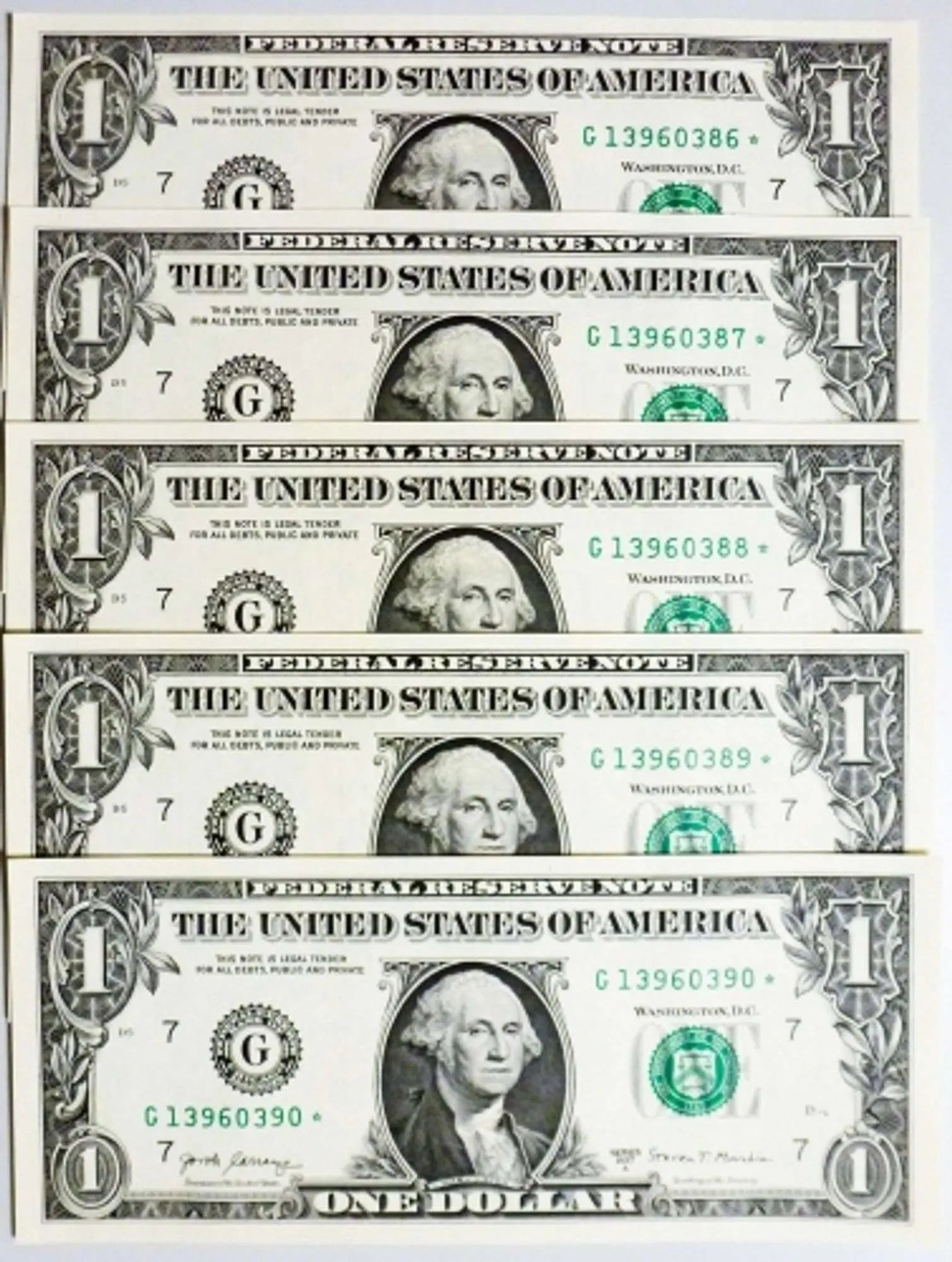 2017A $1 Star Notes - Chicago Consecutive Series - 5 Superb Crisp Notes Coin Hub