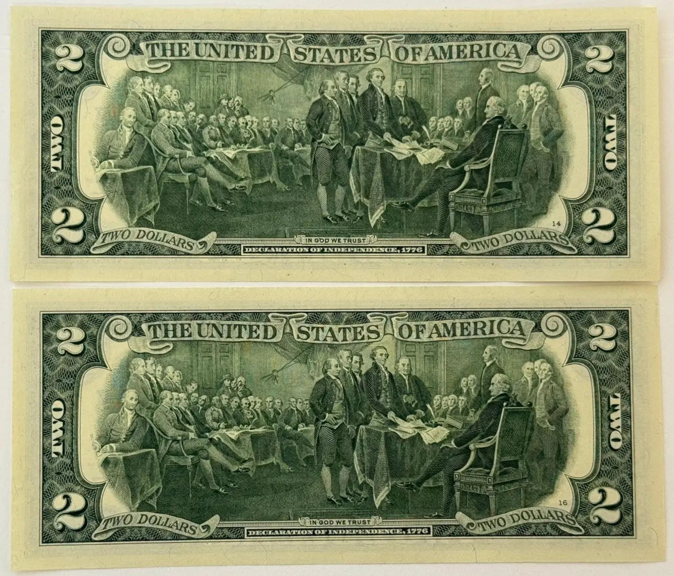 2017A $2 Federal Reserve Notes – Consecutive Pair – Chicago (G) District – Mnuchin/Carranza Heritage Pastime