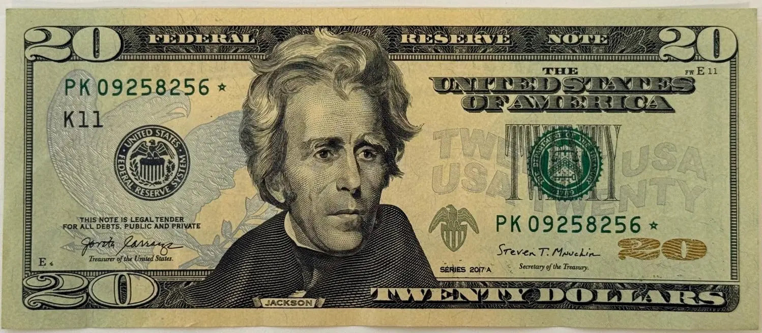 2017A $20 Federal Reserve Star Note – Andrew Jackson | Replacement Note U.S. Currency Heritage Pastime