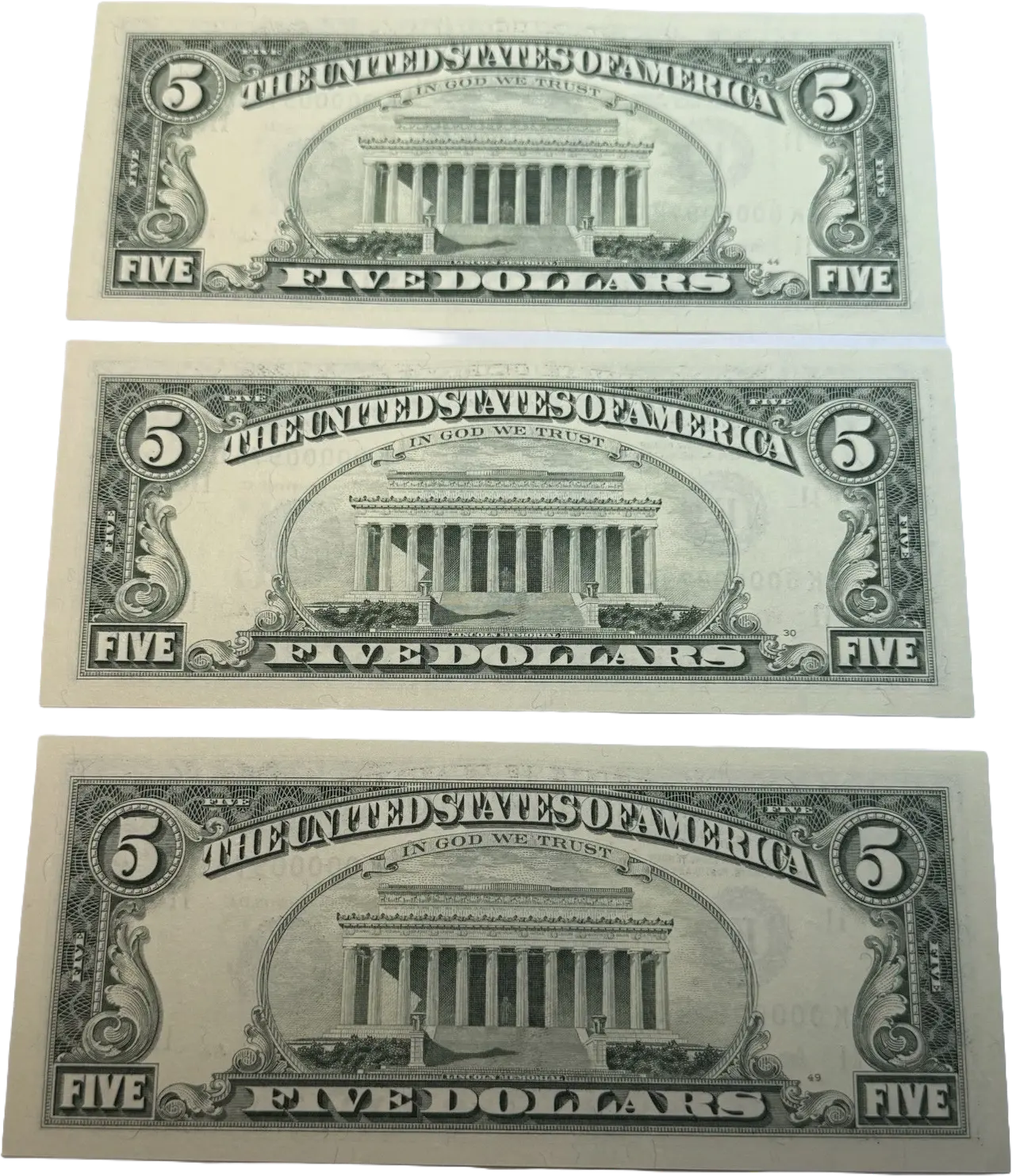 3 DIGIT LOW SERIAL NUMBER 974 $5 Dollar Bills FANCY K00000927C~3 CONSECUTIVE Coin Hub