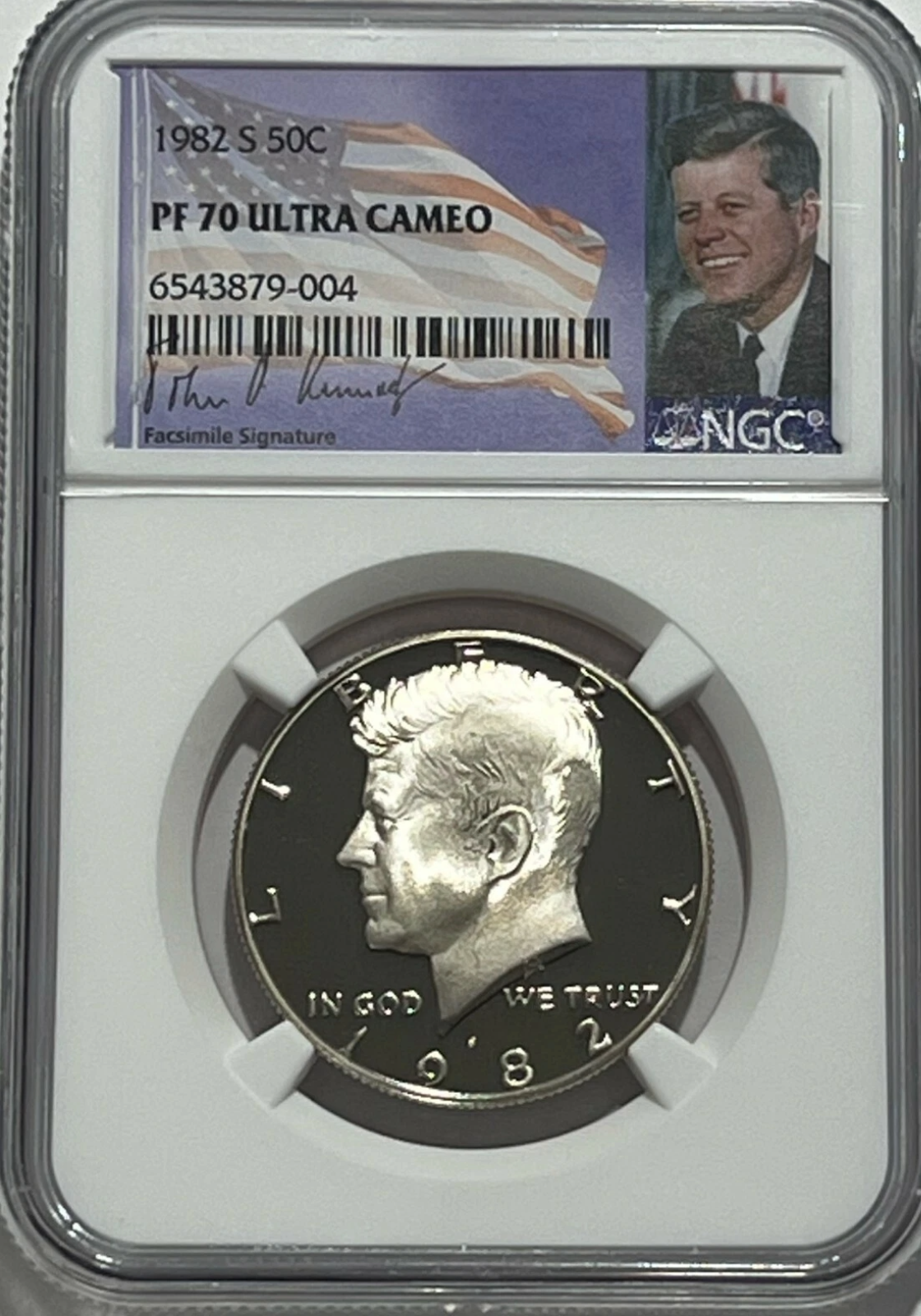 1982 S NGC PF70 Ultra Cameo Clad Proof Kennedy Half Dollar 50c Signature
