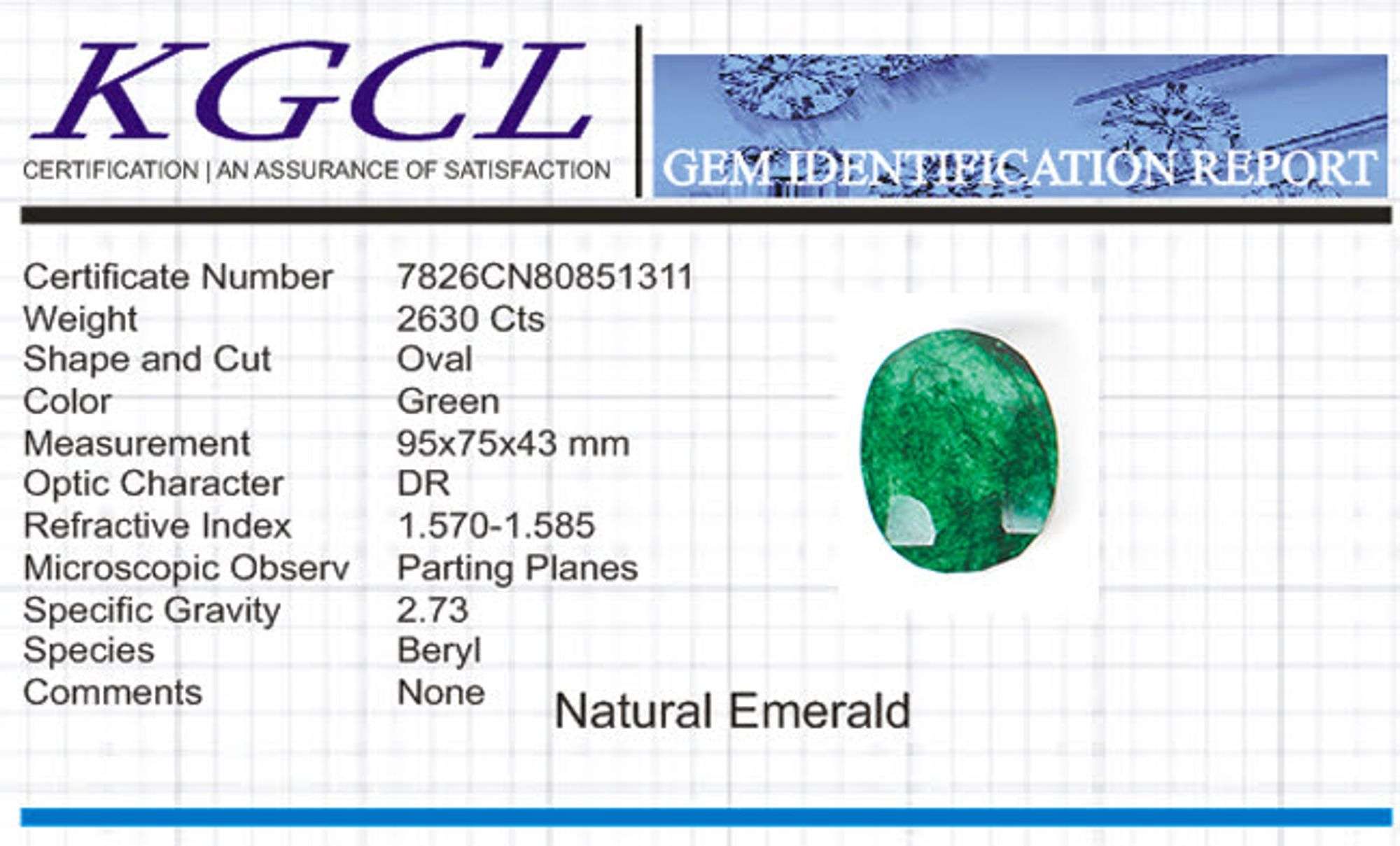 Amazing Huge 2630 Ct Certified Natural Green Emerald Solitaire