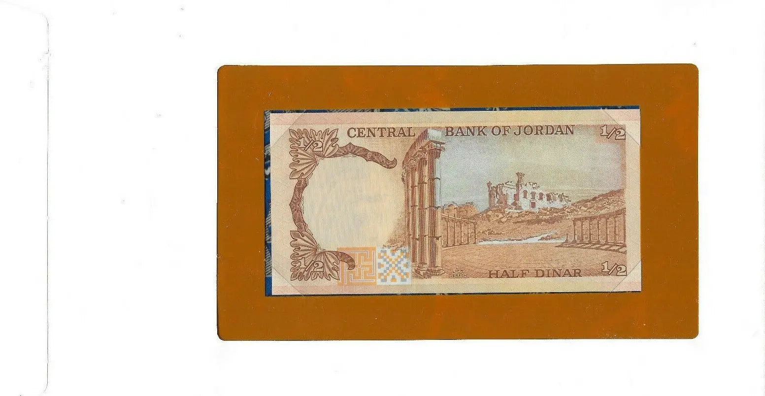 Banknotes of All Nations Jordan 1/2 Half Dinar 1975 UNC P-17d – Serial 832029 Coin Hub