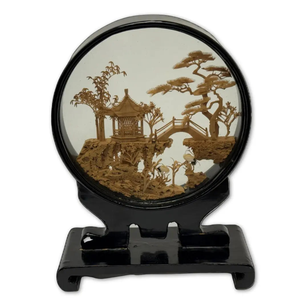 Chinese Cork Carving Diorama Coin Hub