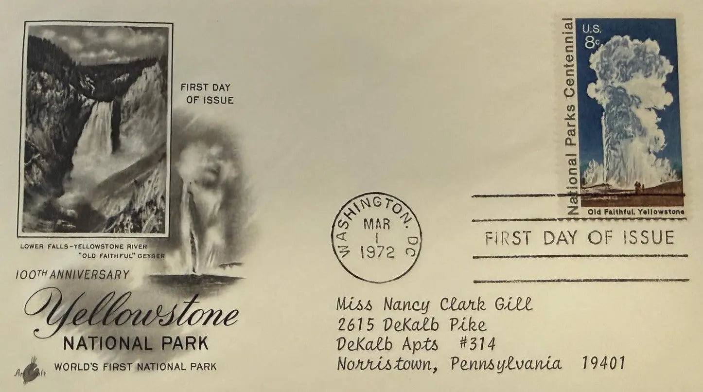 First Day Cover (FDC) 1972 – 100th Anniversary of Yellowstone National Park Commemorative U.S. Postal Cover Heritage Pastime
