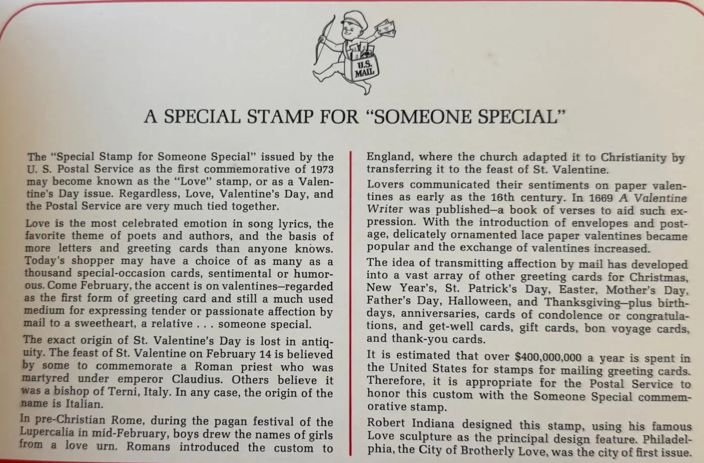 First Day Cover (FDC) January 26, 1973 – First U.S. "Love" Stamp Issue | Rare United States Postal Commemorative Cover Heritage Pastime