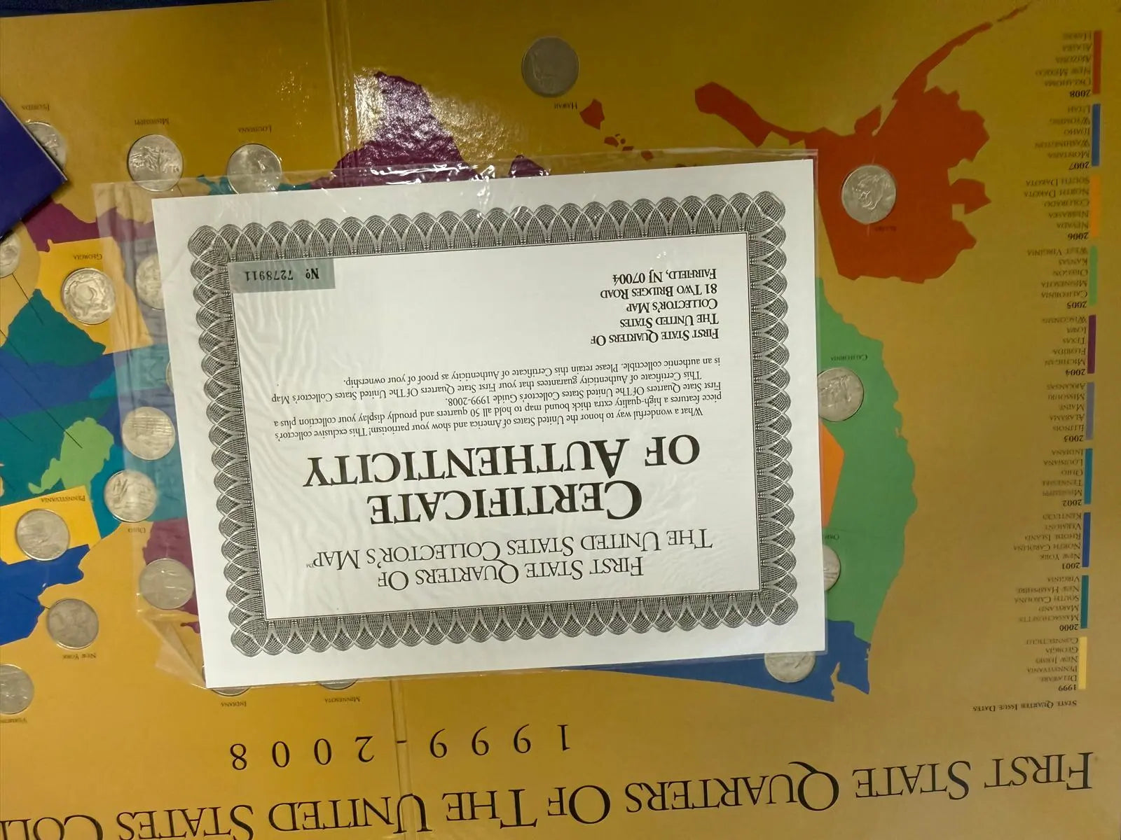 First State Quarters of the United States Collector’s Map (1999-2008) – Complete Set Display Coin Hub