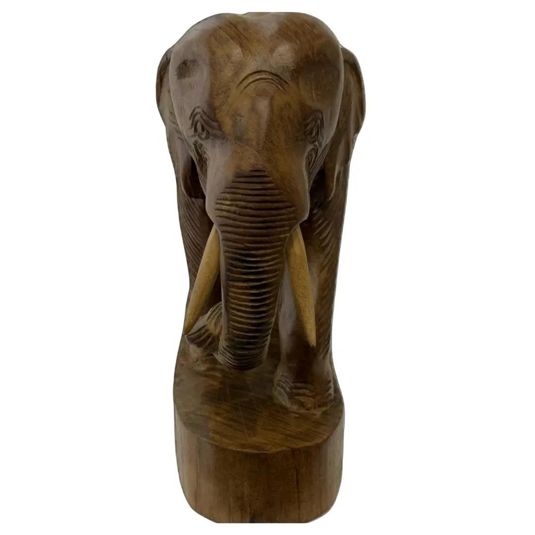 Hand-Carved Wooden Elephant Sculpture. Coin Hub