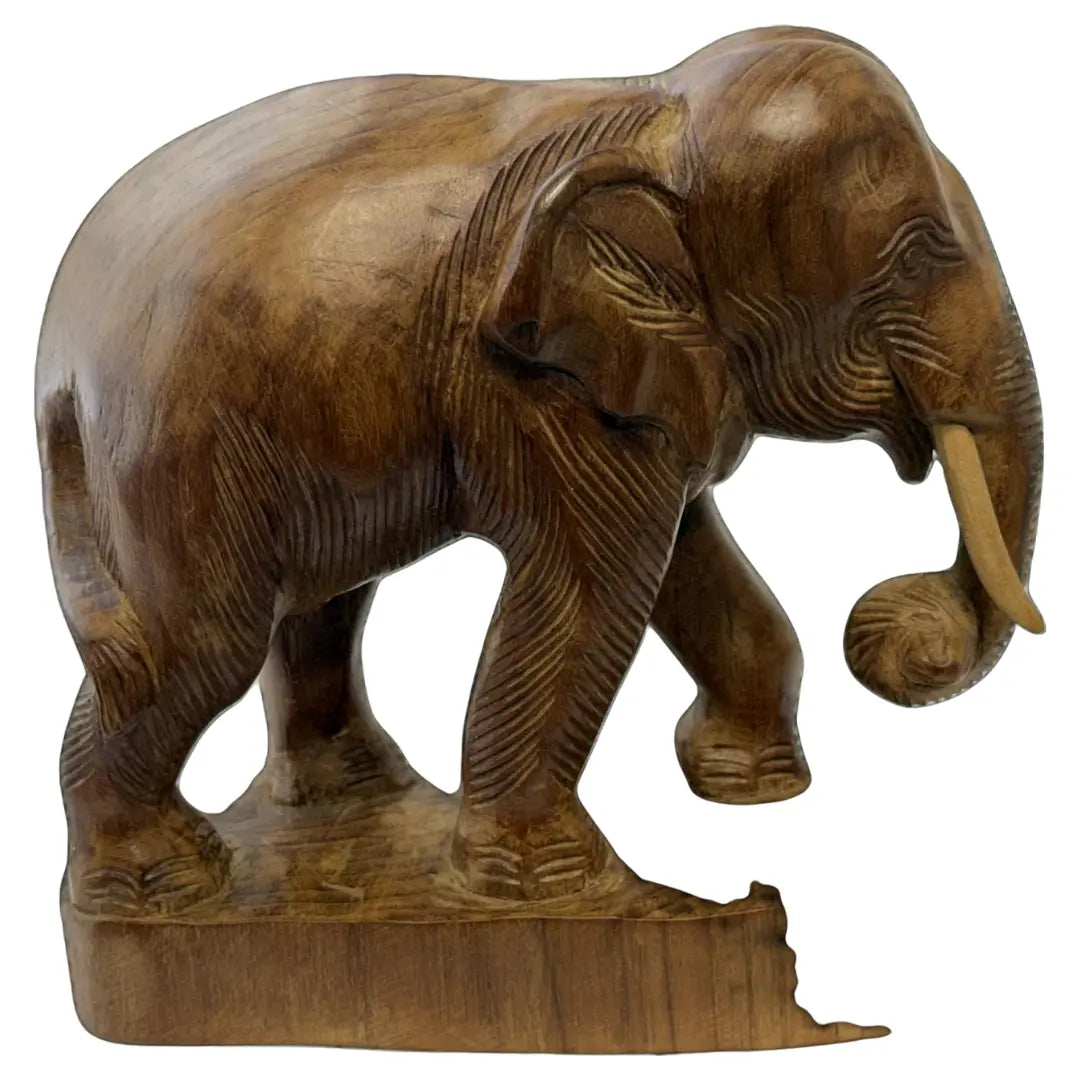 Hand-Carved Wooden Elephant Sculpture. Coin Hub