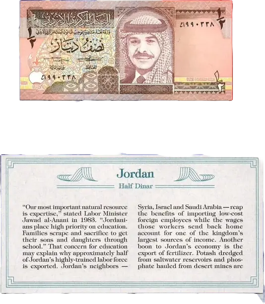 *Jordan 1992 1/2 Half Dinar UNC P-23a Most Treasured Banknotes Coin Hub