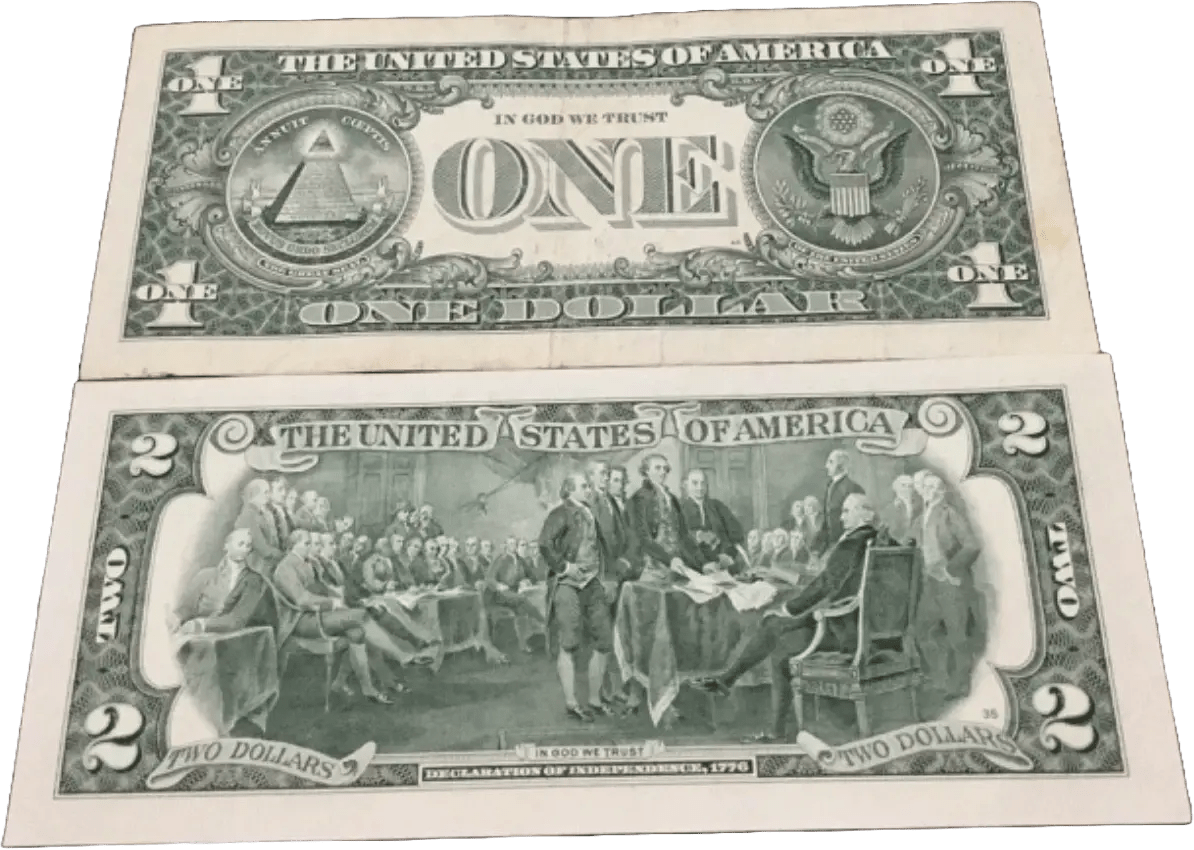 Matching Fancy Serial Number $1 & $2 Dollar Bills – Annapolis, MD Zip Code Notes – Rare Collector Pair Heritage Pastime