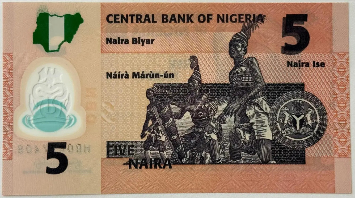 Nigeria 5 Naira Polymer Banknote – Nkpokiti Dancers Design | Modern African Currency Collectible Heritage Pastime