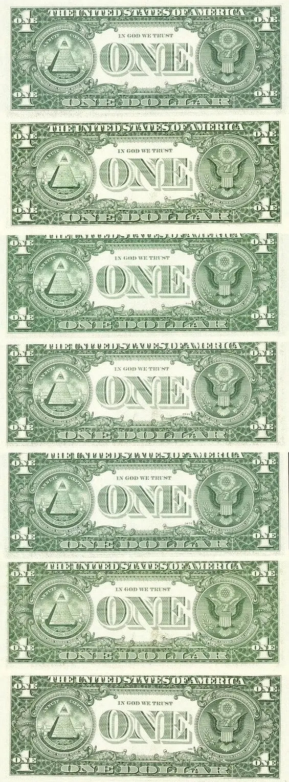 "Radar Strike: 7 Matching $1 Federal Reserve Bank Notes" - Various Years Coin Hub